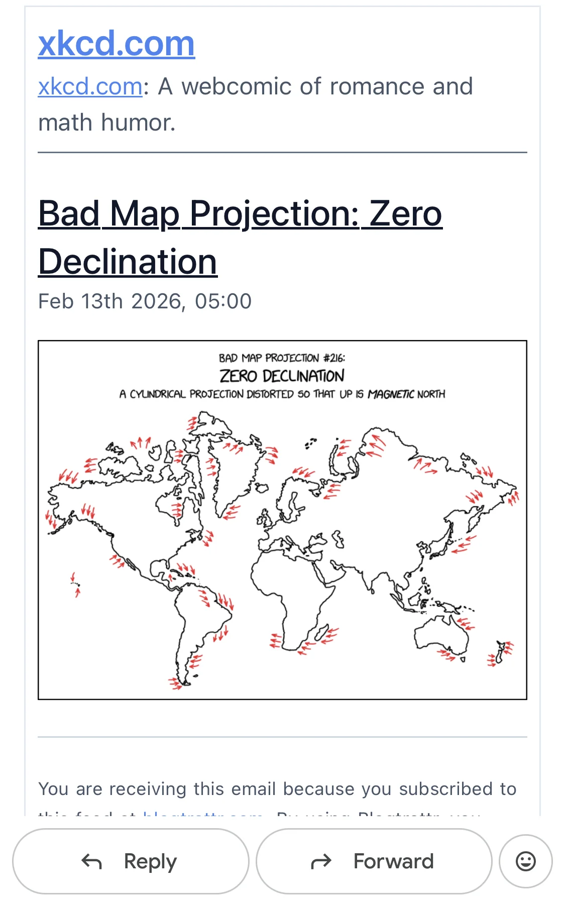 Sample Blogtrottr email as it appears in an inbox